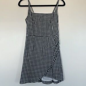 Abercrombie & Fitch Navy and White Check Scoopneck Wrap Mini Dress